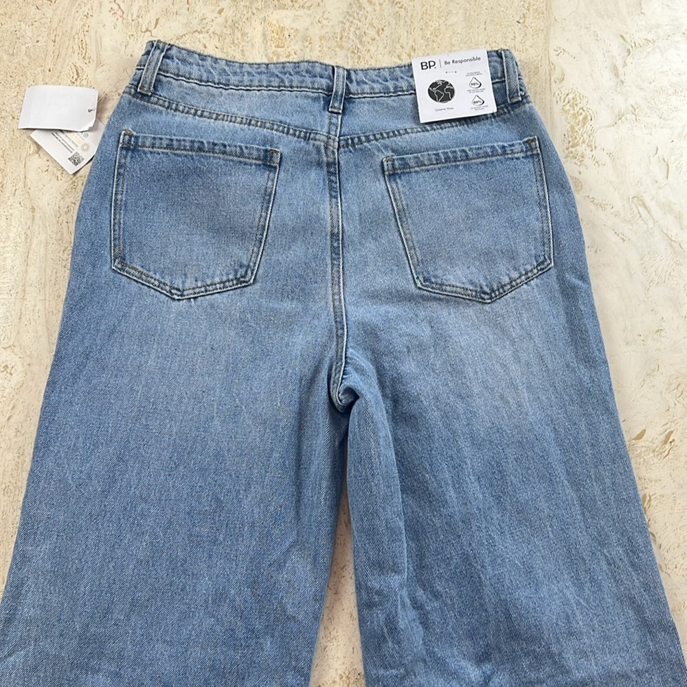 BP high-rise wide leg jeans women’s 29 100% cotton Vtg light destroy - Picture 11 of 13